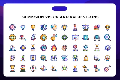 50 Mission Vision and Values Icons