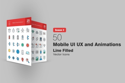 50 MOBILE UI AND UX Filled Line Icons