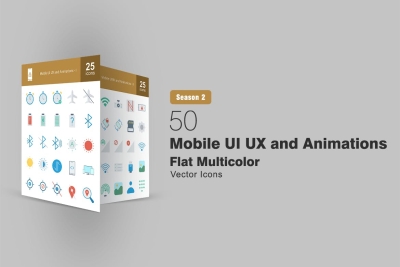 50 MOBILE UI AND UX Flat Multicolor Icons