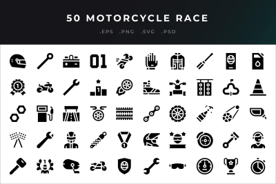 50 Motorcycle Race Icons