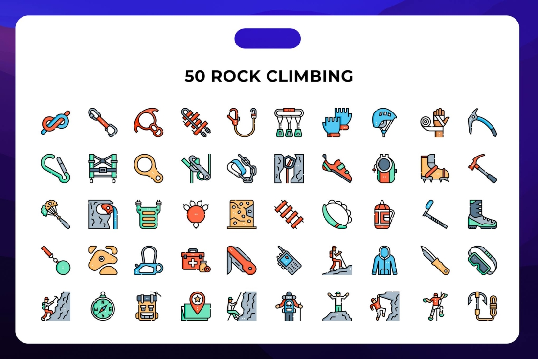50 Rock Climbing Icons