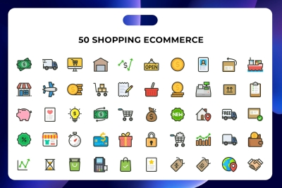 50 Shopping Ecommerce  Icons