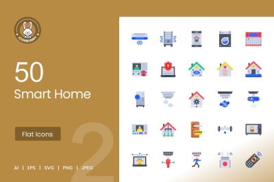 50 Smart Home Flat Multicolor Icons