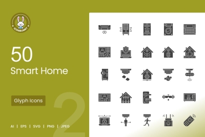 50 Smart Home Glyph Icons