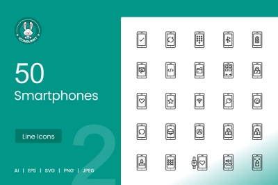 50 Smartphone Line Icons