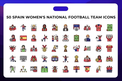 50 Spain Women's National Football Team Icons