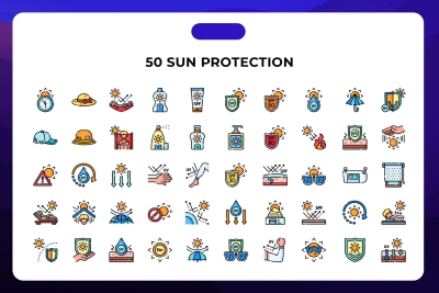50 Sun Protection Icons