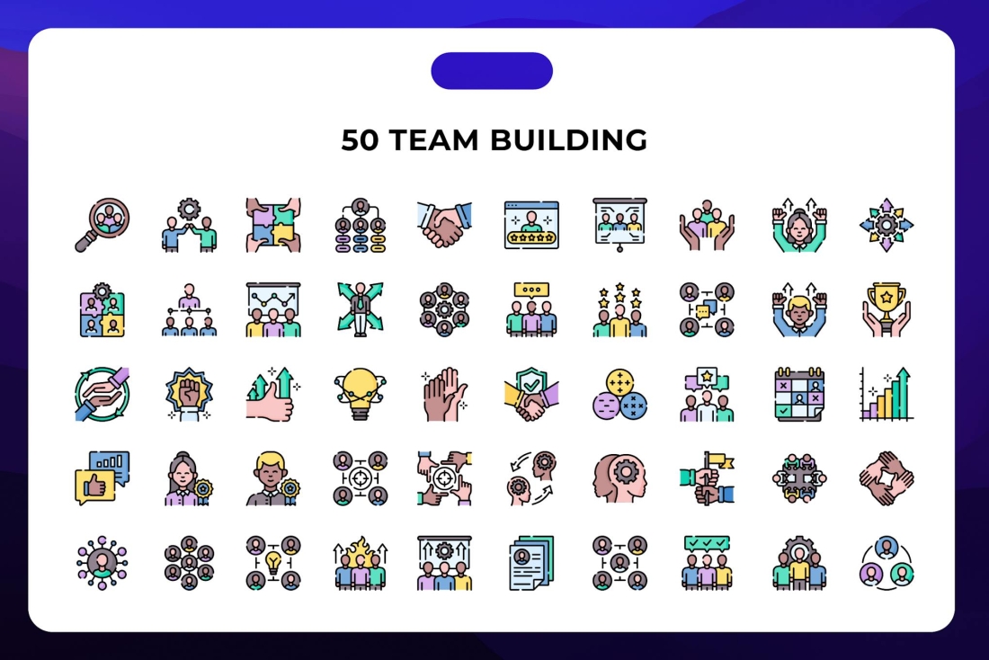 50 Team Building Icons