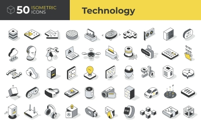 50 Technology Isometric Icons