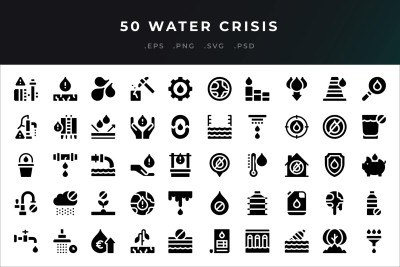 50 Water Crisis Icons