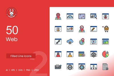 50 Web Filled Line Icons