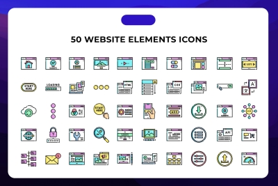 50 Website Elements Icons