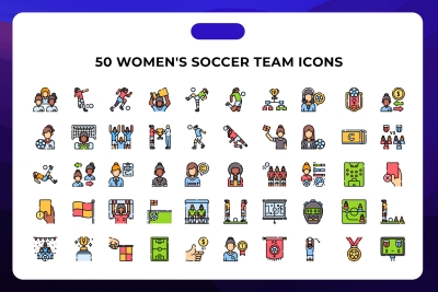 50 Women's Soccer Team Icons
