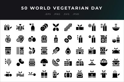 50 World Vegetarian Day Icons