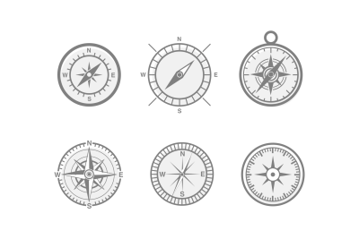 6 Compass and Navigation Icons