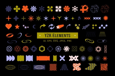 72 Y2K Elements & Shapes Set
