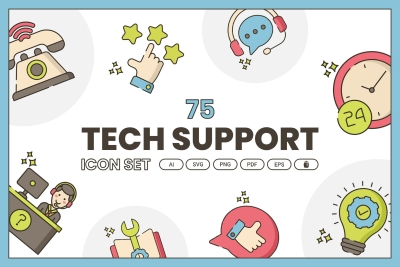 75 Tech Support Icons - Hazel Series