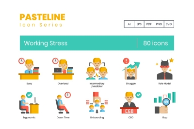 80 Working Stress Icons - Pasteline Series