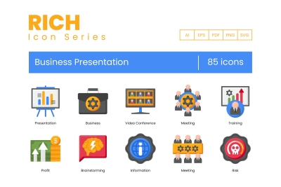 85 Business Presentation Icons - Rich Series