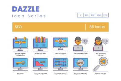 85 SEO Icons - Dazzle Series