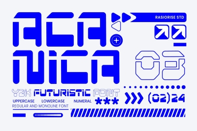 Acanica - Y2K Futuristic Display Font