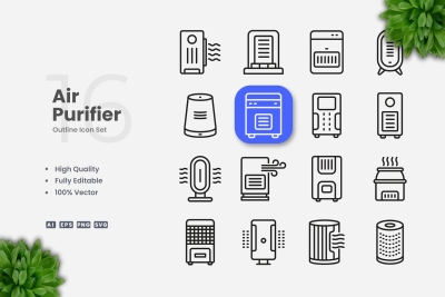 Air Purifier Outline Icons