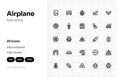 Airplane Line UI Icons