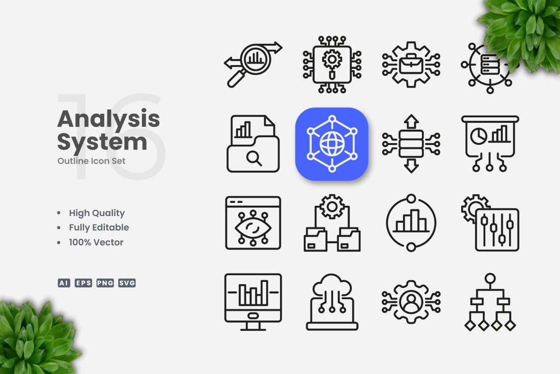 Analysis System Outline Icons