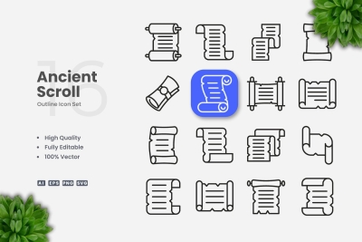 Ancient Scroll Outline Icons