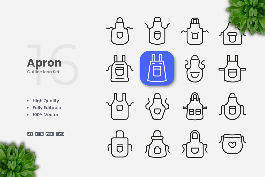 Apron Outline Icons