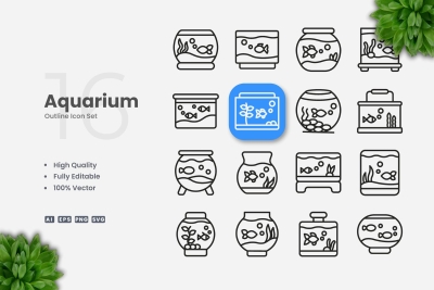 Aquarium Outline Icons