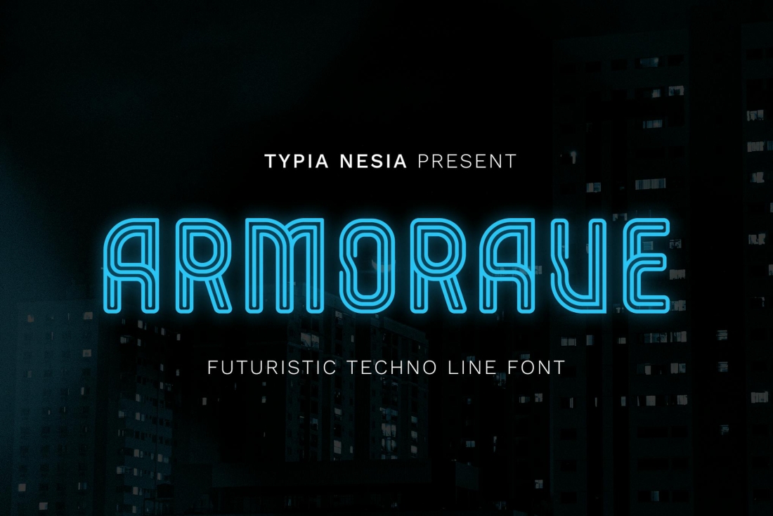 Armorave - Futuristic Techno Line Font