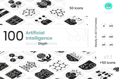 Artificial Intelligence Glyph Icons