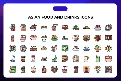 Asian Food and Drinks Icons