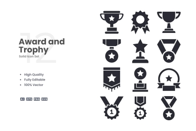 Award and Trophy Solid Icons