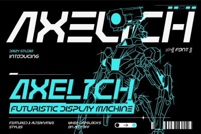 Axelich - Futuristic Display Machine Font