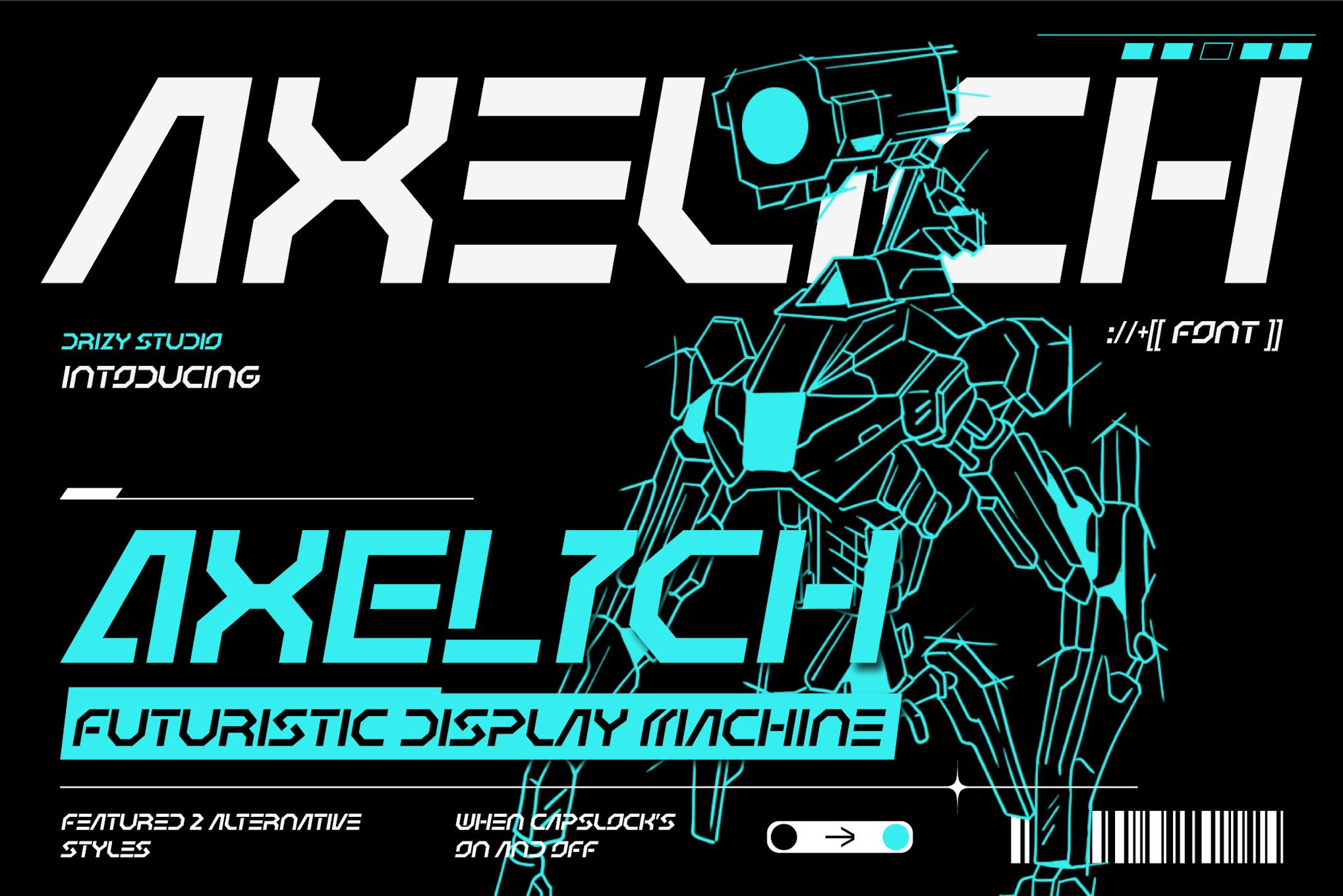 Axelich – Futuristic Display Machine Font