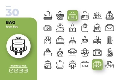 Bag Outline Icons Set