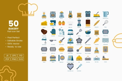 Bakery Flat Icon Set