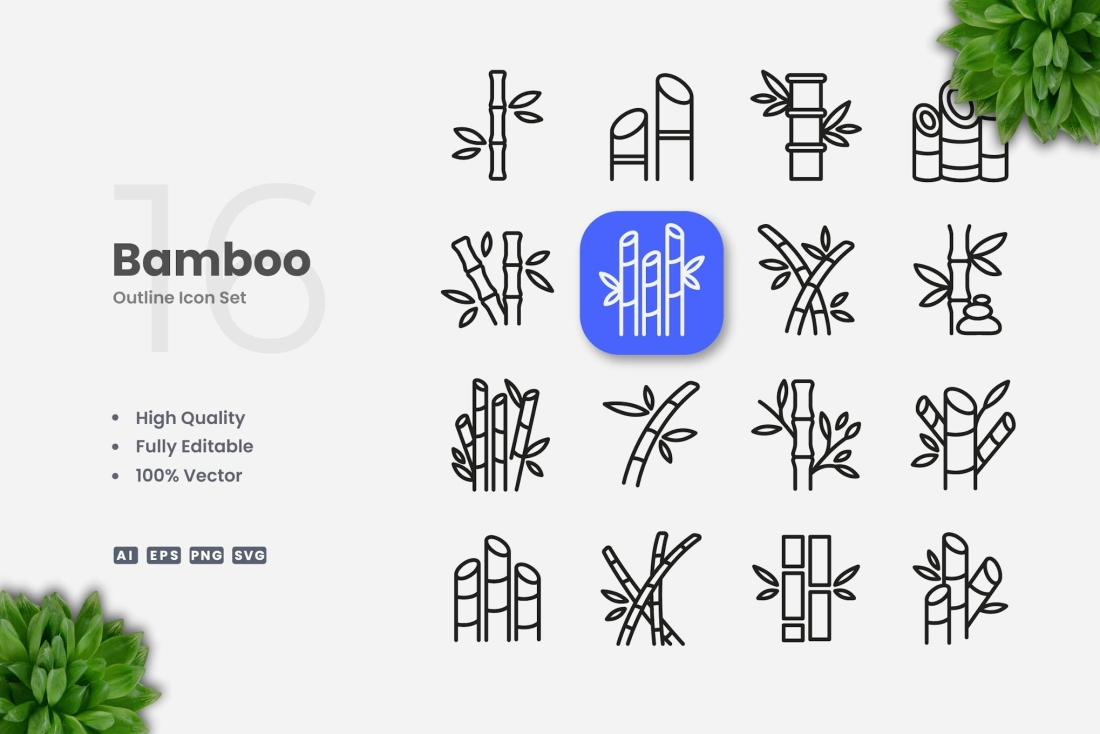 Bamboo Outline Icons