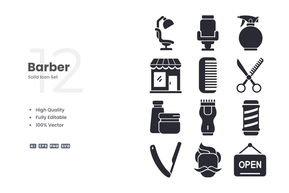 Barber Solid Icons