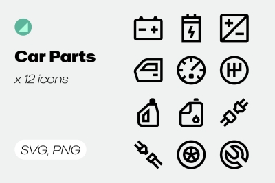 Basicons / Line / Car Parts Icons