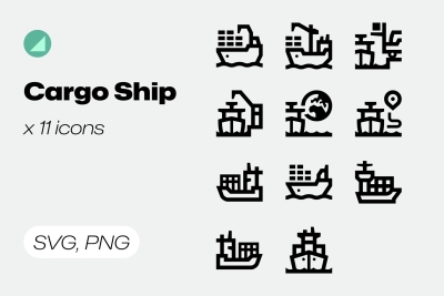 Basicons / Line / Cargo Ship Icons
