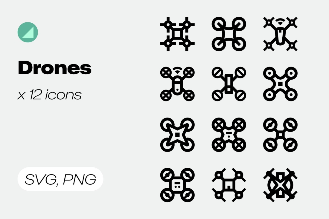 Basicons / Line / Drone Top-View Icons