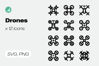 Basicons / Line / Drone Top-View Icons