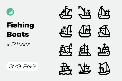 Basicons / Line / Fishing Boats Icons