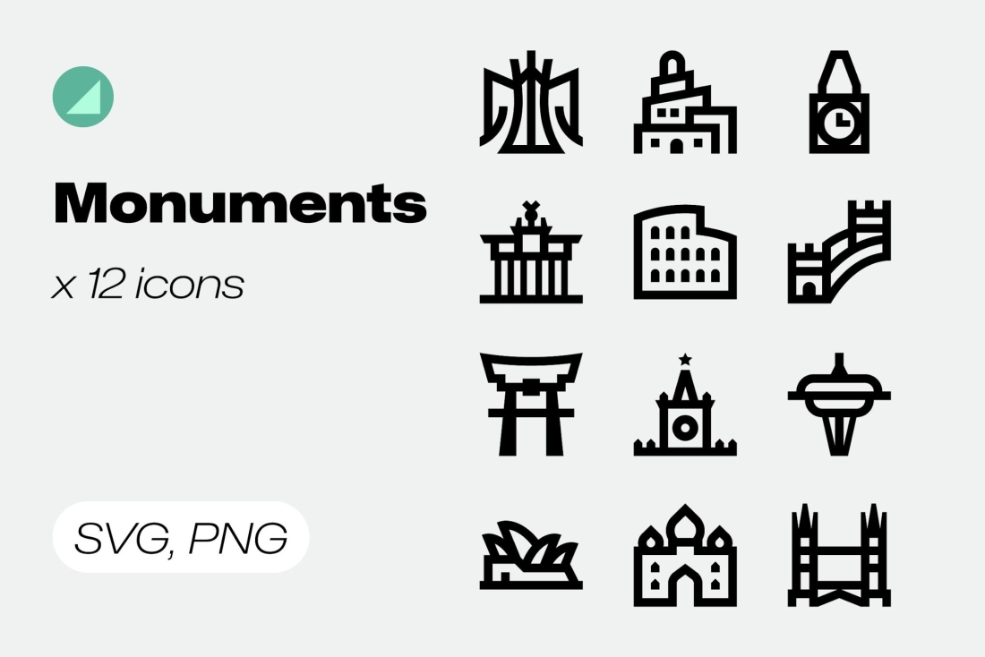 Basicons / Line / Monuments Icons