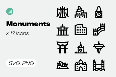 Basicons / Line / Monuments Icons