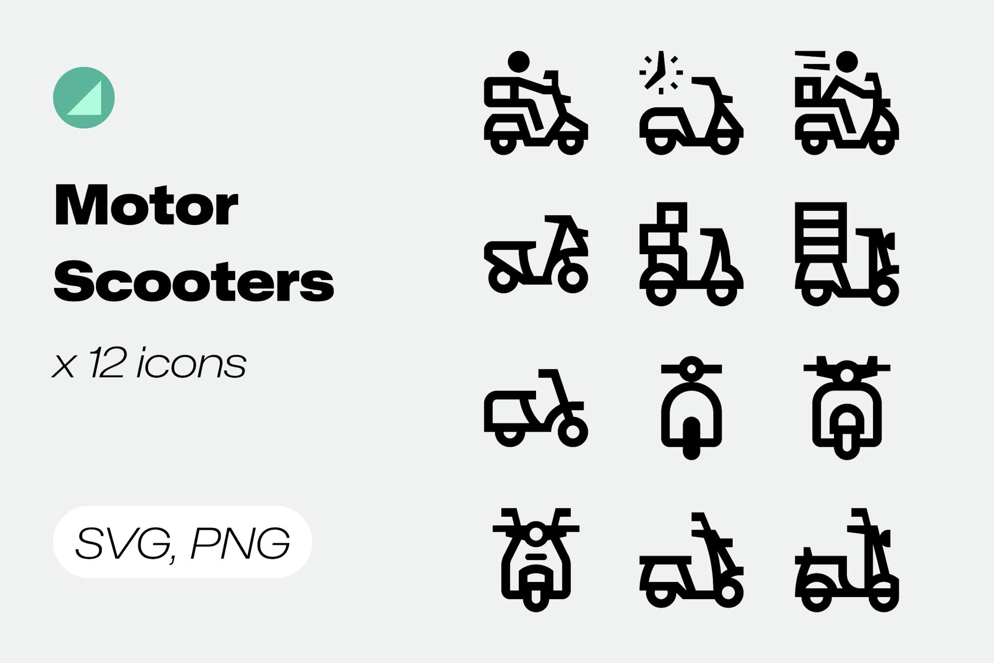 Basicons / Line / Motor Scooter Icons