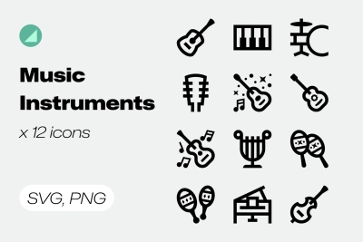 Basicons / Line / Music Instruments Icons